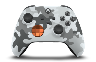 Xbox Wireless Controller - Body: Arctic Camo, D-Pads: Zest Orange (Metallic), Thumbsticks: Carbon Black