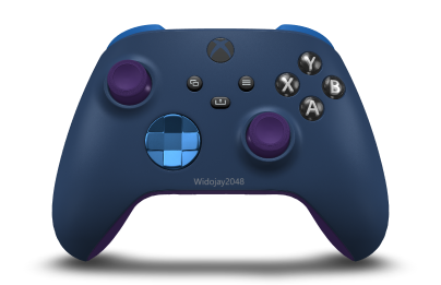 Trådløs Xbox-kontroller - 機身: 午夜藍, 方向鍵: 光子藍 (金屬), 搖桿: 星雲紫