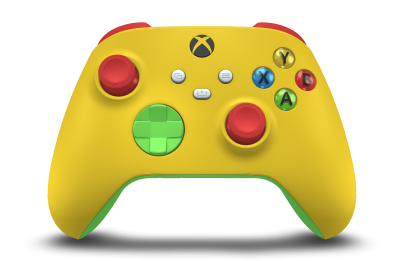 Xbox 무선 컨트롤러 - Body: Lighting Yellow, D-Pads: Velocity Green, Thumbsticks: Pulse Red