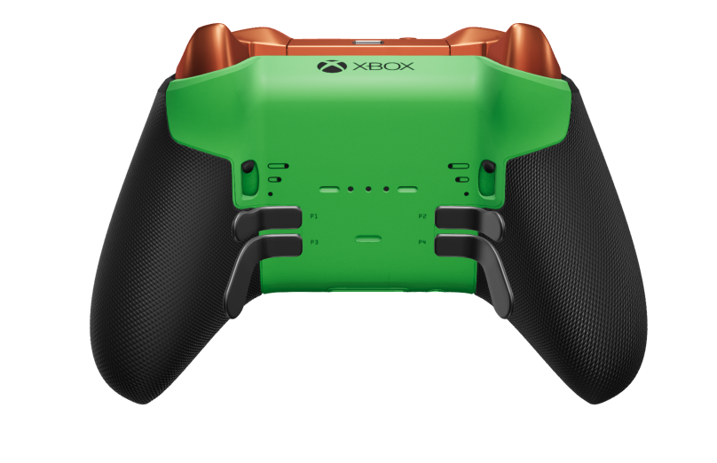 Mando inalámbrico Xbox Elite Series 2: básico - Body: Velocity Green + Rubberized Grips, D-pad: Facet, Carbon Black (Metal), Back: Velocity Green + Rubberized Grips