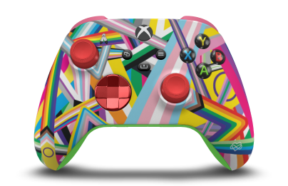 Xbox Wireless Controller - Body: Pride, D-Pads: Oxide Red (Metallic), Thumbsticks: Pulse Red