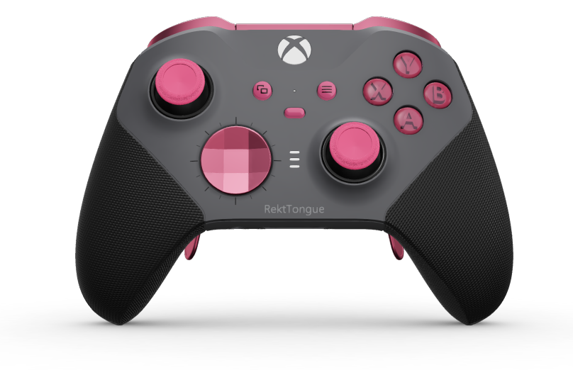 Xbox Elite Wireless Controller Series 2 - Core - Body: Storm Gray + Rubberised Grips, D-pad: Faceted, Deep Pink (Metal), Back: Storm Gray + Rubberised Grips