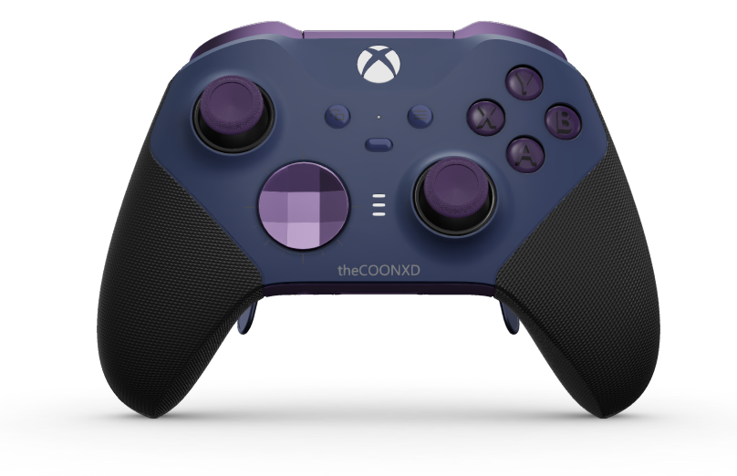Xbox Elite Wireless Controller Series 2 - Core - Korpus: Midnight Blue + gumowane uchwyty, Pad kierunkowy: Wklęsły, gwiezdny fiolet (metaliczny), Tył: Astral Purple + gumowane uchwyty