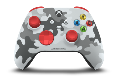 Bezdrátový ovladač pro Xbox - Body: Arctic Camo, D-Pads: Pulse Red, Thumbsticks: Pulse Red