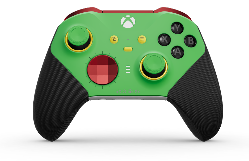 Xbox Elite Wireless Controller Series 2 – Core - Body: Velocity Green + Rubberised Grips, D-pad: Faceted, Pulse Red (Metal), Back: Robot White + Rubberised Grips