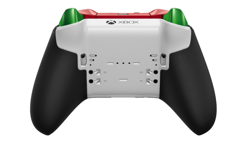 Xbox Elite Wireless Controller Series 2 – Core - Body: Velocity Green + Rubberised Grips, D-pad: Faceted, Pulse Red (Metal), Back: Robot White + Rubberised Grips