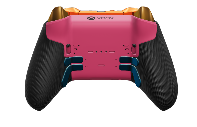 Xbox Elite Wireless Controller Series 2 - Core - Corps: Deep Pink + poignées caoutchoutées, BMD: À facettes, Glacier Blue (métal), Arrière: Deep Pink + poignées caoutchoutées