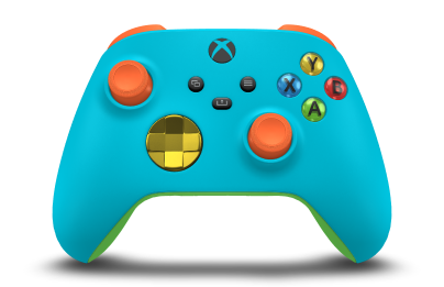 Manette sans fil Xbox - Body: Dragonfly Blue, D-Pads: Lightning Yellow (Metallic), Thumbsticks: Zest Orange