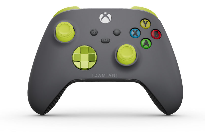 Xbox Wireless Controller - Hoveddel: Stormgrå, D-blokke: Elektrisk volt (metallisk), Thumbsticks: Elektrisk volt