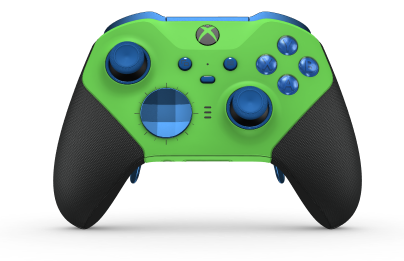 Xbox Elite 무선 컨트롤러 Series 2 - 코어 - Body: Velocity Green + Rubberized Grips, D-pad: Facet, Photon Blue (Metal), Back: Velocity Green + Rubberized Grips