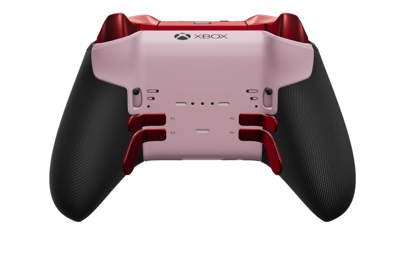 Xbox Elite Wireless Controller Series 2 - Core - Behuizing voorzijde: Zacht roze + rubberen handvatten, D-pad: Gefacetteerd, pulsrood (metaal), Behuizing achterzijde: Zacht roze + rubberen handvatten