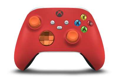 Xbox ワイヤレス コントローラー - Body: Pulse Red, D-Pads: Zest Orange (Metallic), Thumbsticks: Zest Orange