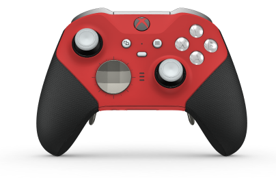 Xbox Elite Wireless Controller Series 2 - Core - Body: Pulse Red + Rubberized Grips, D-pad: Facet, Bright Silver (Metal), Back: Pulse Red + Rubberized Grips
