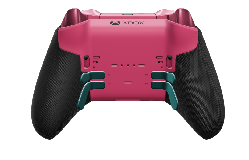 Xbox Elite Wireless Controller Series 2 - Core - 몸체: 딥 핑크 + 고무 코팅 그립, 방향 패드: 크로스, 글레이셔 블루(금속), 뒤로: 딥 핑크 + 고무 코팅 그립