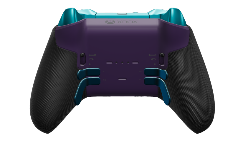 Xbox Elite Wireless Controller Series 2 - Core - Behuizing voorzijde: Astralpaars + rubberen handvatten, D-pad: Kruis, mineraalblauw (metallic), Behuizing achterzijde: Astralpaars + rubberen handvatten