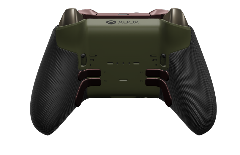Xbox Elite Wireless Controller Series 2 - Core - Corps: Nocturnal Green + poignées caoutchoutées, BMD: À facettes, Garnet Red (métal), Arrière: Nocturnal Green + poignées caoutchoutées