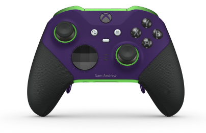 Xbox Elite Wireless Controller Series 2 - Core - Corpo: Astral Purple + Rubberized Grips, Botão Direcional: Faceta, Preto Carbono (Metal), Traseira: Velocity Green + Rubberized Grips