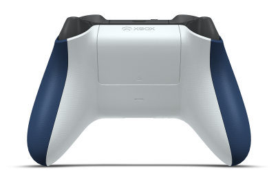 Controller with Midnight Blue body, Lighting Yellow D-pad, and Storm Grey thumbsticks - back view