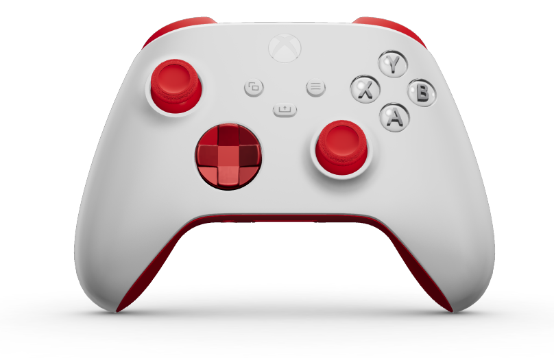 Xbox Wireless Controller - 機身: 機器白, 方向鍵: 脈衝紅 (金屬), 搖桿: 脈衝紅