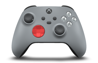 Manette sans fil Xbox - Body: Ash Gray, D-Pads: Pulse Red, Thumbsticks: Storm Grey
