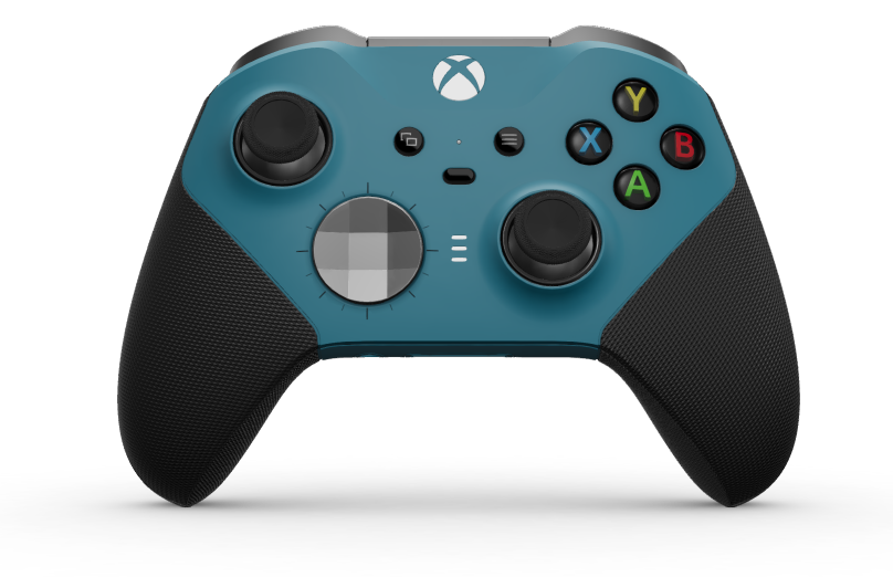 Xbox Elite Wireless Controller Series 2 - Core - Body: Mineral Blue + Rubberized Grips, D-pad: Faceted, Storm Gray (Metal), Back: Mineral Blue + Rubberized Grips