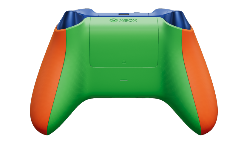 Xbox Wireless Controller - Corpo: Laranja Vibrante, Botões Direcionais: Vermelho Forte, Manípulos Analógicos: Azul Libélula
