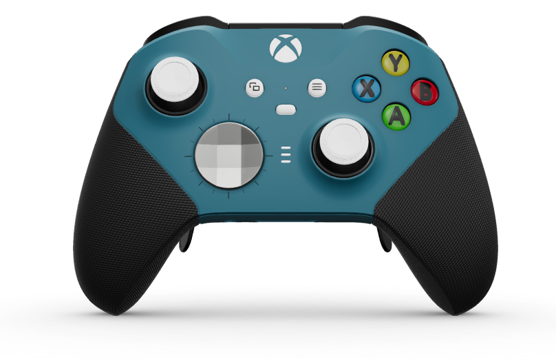 Xbox Elite Wireless Controller Series 2 – Core - Corps: Mineral Blue + poignées caoutchoutées, BMD: À facettes, Bright Silver (métal), Arrière: Mineral Blue + poignées caoutchoutées