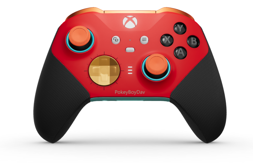 Xbox Elite Wireless Controller Series 2 - Core - Body: Pulse Red + Rubberized Grips, D-pad: Faceted, Soft Orange (Metal), Back: Glacier Blue + Rubberized Grips