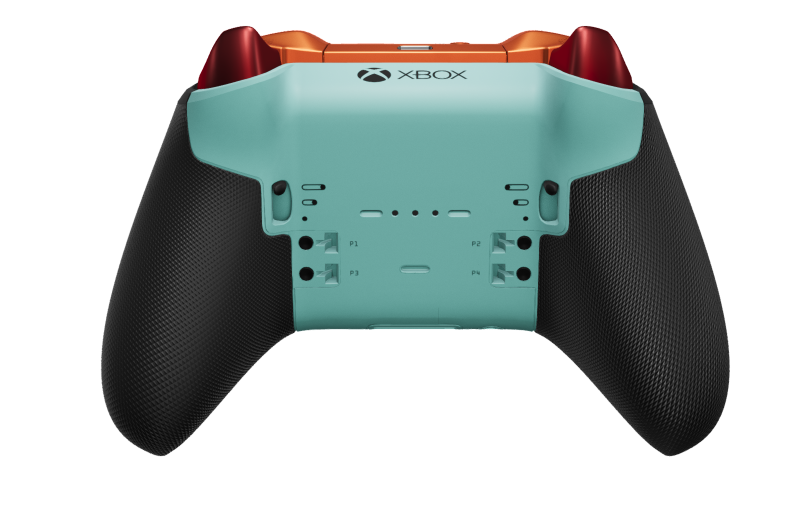 Xbox Elite Wireless Controller Series 2 - Core - Body: Pulse Red + Rubberized Grips, D-pad: Faceted, Soft Orange (Metal), Back: Glacier Blue + Rubberized Grips