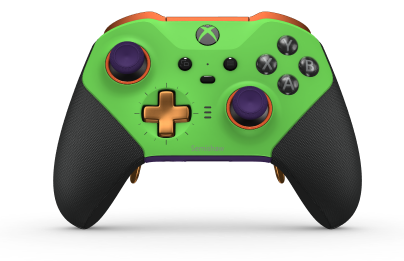 Xbox Elite Wireless Controller Series 2 - Core - Body: Velocity Green + Rubberized Grips, D-pad: Cross, Soft Orange (Metal), Back: Astral Purple + Rubberized Grips