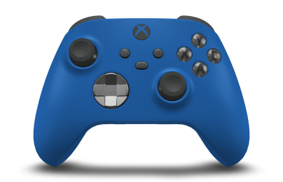 Controller with Shock Blue body, Storm Gray (Metallic) D-pad, and Carbon Black thumbsticks - front view