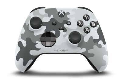 Controller with Arctic Camo body, Carbon Black (Metallic) D-pad, and Carbon Black thumbsticks - front view