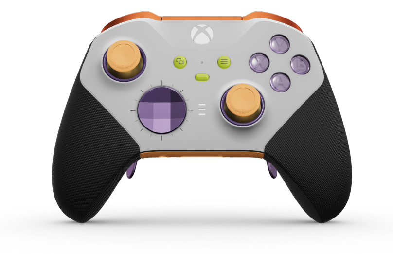 Manette sans fil Xbox Elite Series 2 - Core - Cuerpo: Blanco robot + Agarres texturizados, Cruceta: Facetado, violeta astral (metal), Atrás: Naranja suave + Agarres texturizados