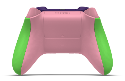 Controller with Velocity Green body, Astral Purple D-pad, and Nocturnal Green thumbsticks - back view