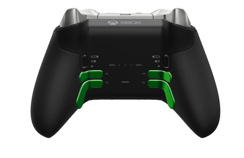 Xbox Elite Wireless Controller Series 2 - Core - Body: Carbon Black + Rubberized Grips, D-pad: Cross, Velocity Green (Metal), Back: Carbon Black + Rubberized Grips