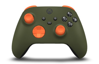 Xbox Wireless Controller - Body: Nocturnal Green, D-Pads: Zest Orange, Thumbsticks: Zest Orange