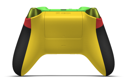 Controller with Pulse Red body, Velocity Green (Metallic) D-pad, and Lighting Yellow thumbsticks - back view