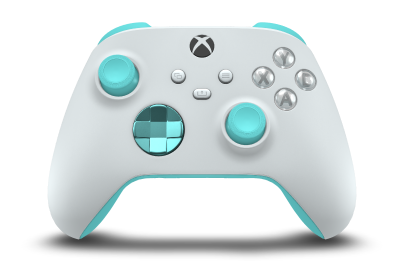 Controller with Robot White body, Glacier Blue (Metallic) D-pad, and Glacier Blue thumbsticks - front view