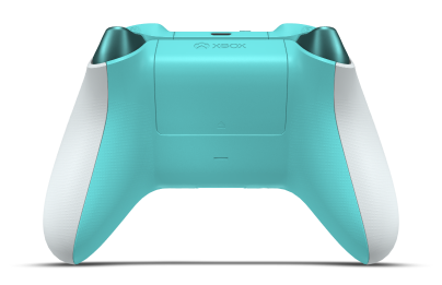 Controller with Robot White body, Glacier Blue (Metallic) D-pad, and Glacier Blue thumbsticks - back view