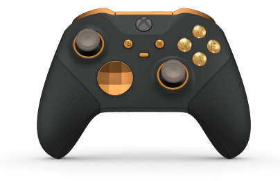 Xbox Elite Wireless Controller Series 2 - Core - Body: Carbon Black + Rubberized Grips, D-pad: Facet, Soft Orange (Metal), Back: Carbon Black + Rubberized Grips