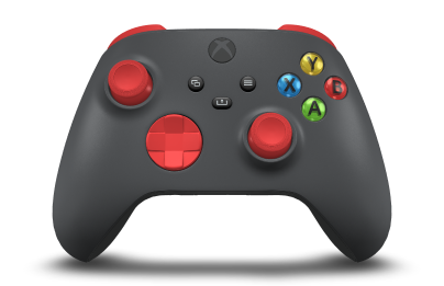 Controller with Storm Grey body, Pulse Red D-pad, and Pulse Red thumbsticks - front view