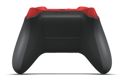 Controller with Storm Grey body, Pulse Red D-pad, and Pulse Red thumbsticks - back view