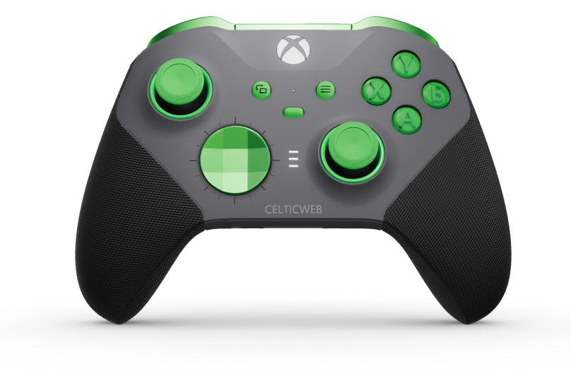 Xbox Elite Wireless Controller Series 2 - Core - Body: Storm Gray + Rubberised Grips, D-pad: Faceted, Velocity Green (Metal), Back: Storm Gray + Rubberised Grips