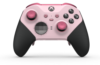 Xbox Elite 無線控制器 Series 2 - Core - Behuizing voorzijde: Zacht roze + rubberen handvatten, D-pad: Facet, Storm Gray (Metal), Behuizing achterzijde: Zacht roze + rubberen handvatten