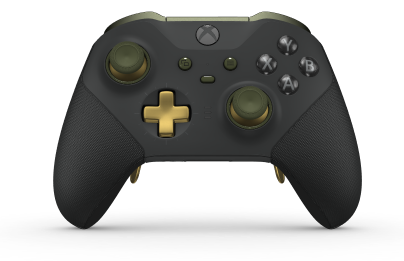 Xbox Elite Wireless Controller Series 2 - Core - Body: Carbon Black + Rubberised Grips, D-pad: Cross, Gold Matte (Metal), Back: Carbon Black + Rubberised Grips